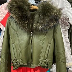 Custom made bomber with fox trim